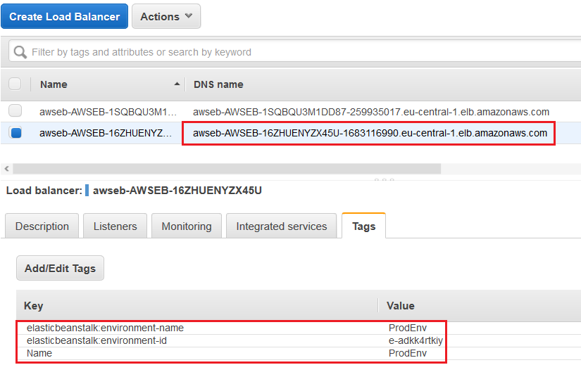 ProdEnv ELB endpoint